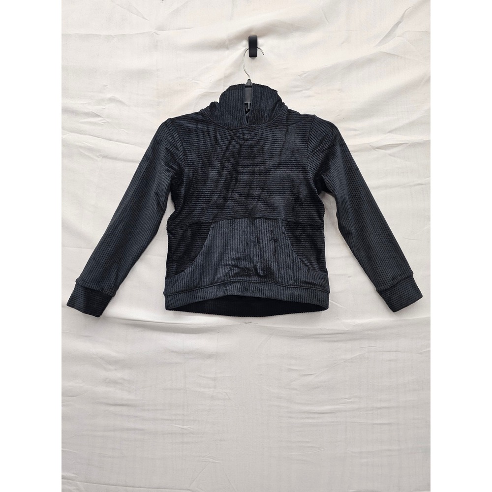 All in Motion Boys Velour Rib Pullover Hoodie Black Polyester Blend Size Medium